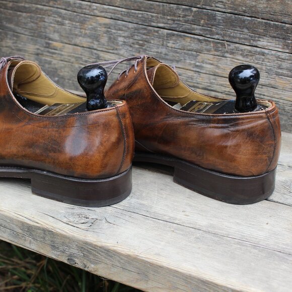 Mezlan Brown Leather Medallion Toe Derby, Men's 10 M, Made in Spain, EUC - Picture 5 of 15